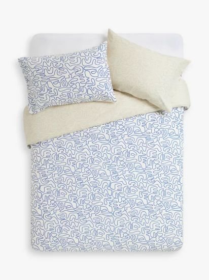 Scribble Reversible Cotton Duvet Cover Set