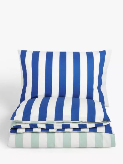 Block Stripe Reversible Pure Cotton Duvet Cover Set