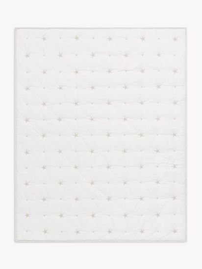 Cotton Star Quilted Cotbed Bedspread, 3 Tog, White
