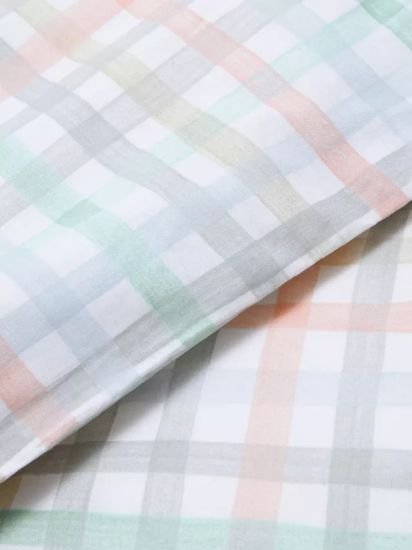 Kids' Watercolour Gingham Pure Cotton Duvet Cover and Pillowcase Set